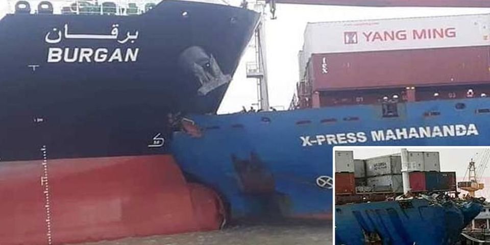 Контейнеровоз врезался в танкер в канале порта Читтагонг