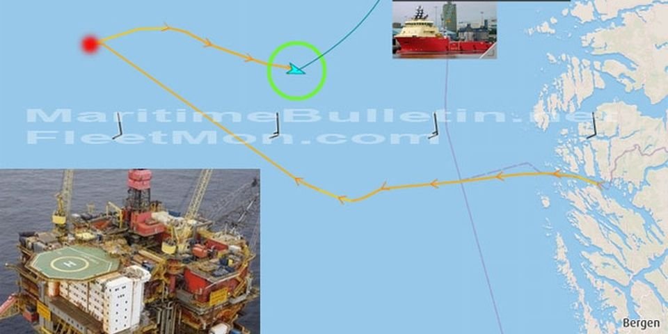 Нефтяную платформу в Северном море протаранило судно