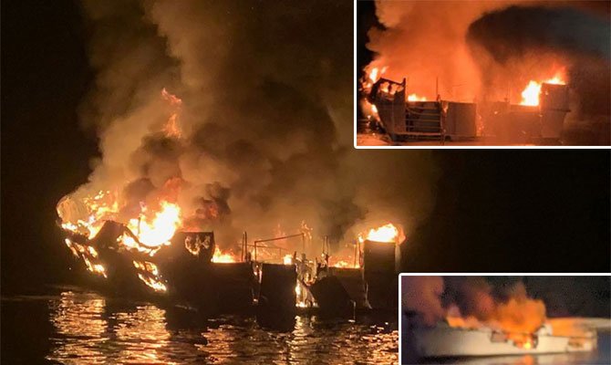 При пожаре и крушении судна выжил только его экипаж